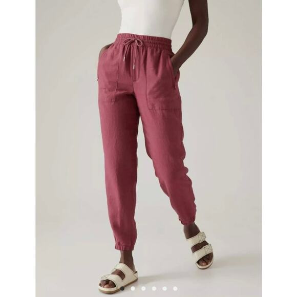 Athleta Pants - Athleta Retreat Linen Jogger Pants Coffeeberry 6 NWT Resort Vacation Summer